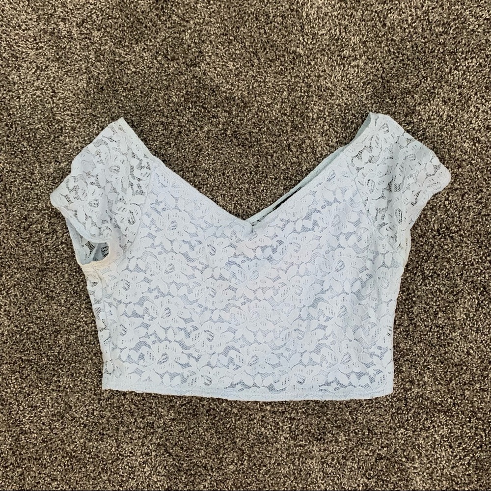 Forever 21 Baby Blue Floral Crop Top